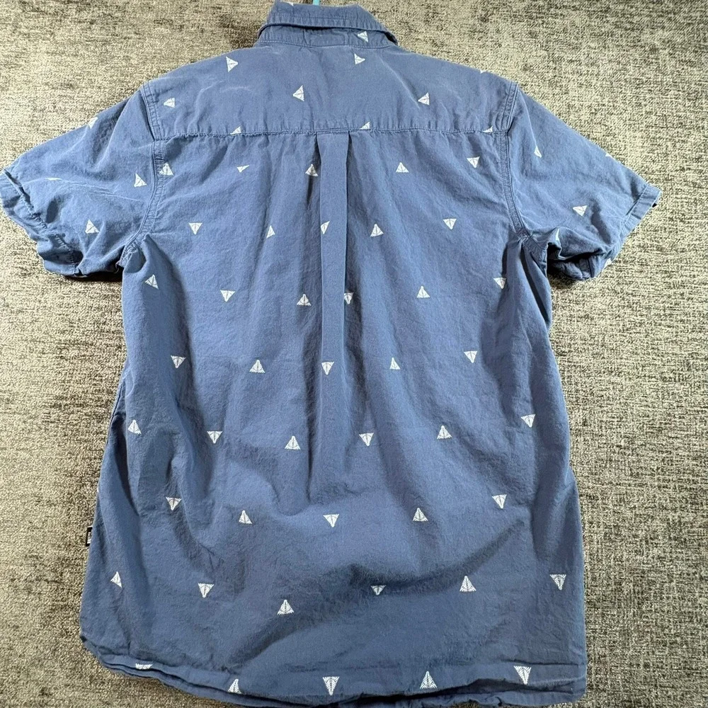 The North Face Button Down Shirt Mens Small Blue Geometric Tree NF0A48V9
